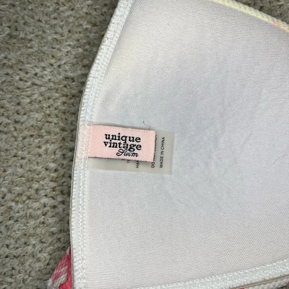 Unique Vintage bikini swim top halter retro‎ padded floral pink and white size M - Picture 6 of 8